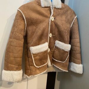 Cozy Brown Kids Jacket with White Trim